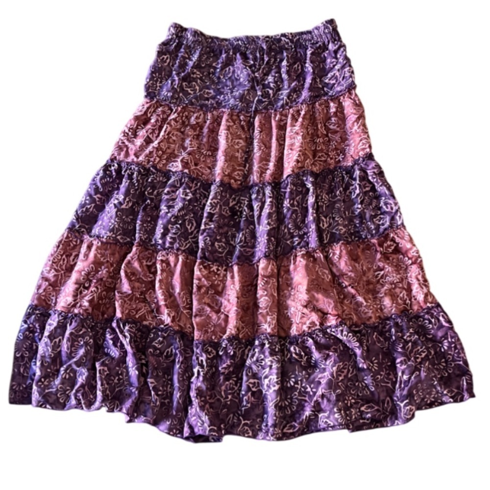 Hand Kreation 5 Tier Gypsy Maxi Skirt Purple and Pink - OS - Picture 2 of 8